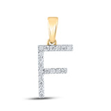 10kt Yellow Gold Womens Round Diamond F Initial Letter Pendant 1/8 Cttw