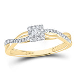10kt Yellow Gold Womens Round Diamond Solitaire Promise Ring 1/5 Cttw