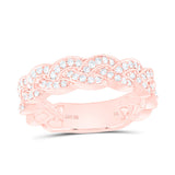 10kt Rose Gold Womens Round Diamond Braid Band Ring 1/3 Cttw