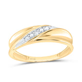 10kt Yellow Gold Mens Round Diamond Diagonal Row Band Ring .02 Cttw