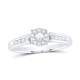 14kt White Gold Round Diamond Solitaire Bridal Wedding Engagement Ring 1/8 Cttw