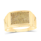 10kt Yellow Gold Mens Round Yellow Color Enhanced Diamond Cluster Ring 1/4 Cttw