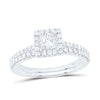 14kt White Gold Princess Diamond Bridal Wedding Ring Band Set 1 Cttw