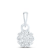 14kt White Gold Womens Round Diamond Flower Cluster Pendant 1/4 Cttw