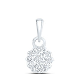 14kt White Gold Womens Round Diamond Flower Cluster Pendant 1/4 Cttw