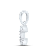 10kt White Gold Womens Round Diamond C Initial Letter Pendant .03 Cttw