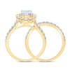 10kt Yellow Gold Round Diamond Oval Bridal Wedding Ring Band Set 1-5/8 Cttw