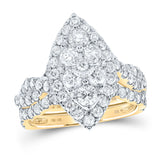 10kt Yellow Gold Round Diamond Marquise-shape Bridal Wedding Ring Band Set 2 Cttw