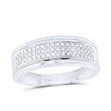 10kt White Gold Mens Round Diamond Triple Row Wedding Anniversary Band Ring 1/10 Cttw