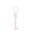 10kt Rose Gold Womens Round Diamond Initial T Letter Pendant 1/20 Cttw