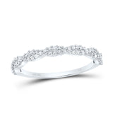 10kt White Gold Womens Round Diamond Twist Stackable Band Ring 1/6 Cttw