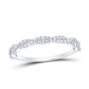 10kt White Gold Womens Round Diamond Twist Stackable Band Ring 1/6 Cttw