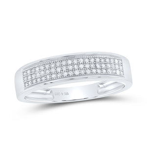 Sterling Silver Mens Round Diamond Band Ring 1/5 Cttw