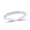 14kt White Gold Womens Round Diamond Wedding Single Row Band 1/2 Cttw