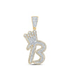 10kt Yellow Gold Mens Round Diamond B Crown Letter Charm Pendant 1-1/3 Cttw