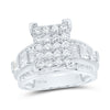 10kt White Gold Round Diamond Cluster Bridal Wedding Engagement Ring 1-1/2 Cttw