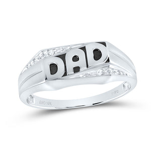 10kt White Gold Mens Round Diamond Dad Father Band Ring .01 Cttw