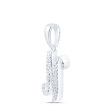 10kt White Gold Womens Round Diamond N Initial Letter Pendant 1/6 Cttw