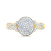10kt Yellow Gold Womens Round Diamond Oval Cluster Ring 1/4 Cttw