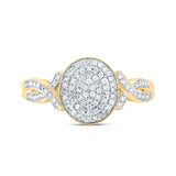 10kt Yellow Gold Womens Round Diamond Oval Cluster Ring 1/4 Cttw