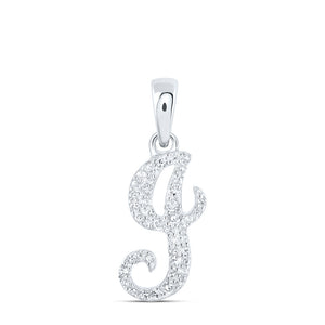 10kt White Gold Womens Round Diamond J Initial Letter Pendant 1/8 Cttw