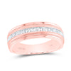 10kt Rose Gold Mens Round Diamond Wedding Single Row Band Ring 1/2 Cttw