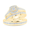 10kt Yellow Gold His Hers Round Diamond Cluster Matching Wedding Set 1/10 Cttw
