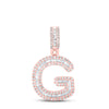 10kt Rose Gold Mens Baguette Diamond G Initial Letter Pendant 1/2 Cttw