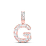 10kt Rose Gold Mens Baguette Diamond G Initial Letter Pendant 1/2 Cttw
