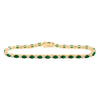 14kt Yellow Gold Womens Oval Emerald Diamond Tennis Bracelet 6 Cttw