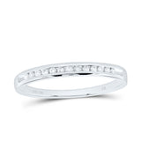 14kt White Gold Womens Round Diamond Single Row Channel-set Wedding Band 1/10 Cttw