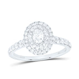 14kt White Gold Oval Diamond Halo Bridal Wedding Engagement Ring 1 Cttw