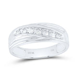 10kt White Gold Mens Round Diamond Wedding Single Row Band Ring 1/4 Cttw