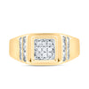 14kt Yellow Gold Mens Round Diamond Square Cluster Ring 1/4 Cttw