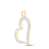 10kt Yellow Gold Womens Round Diamond Outline Heart Pendant 1/3 Cttw
