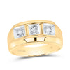 10kt Yellow Gold Mens Round Diamond 3-stone Ring 1/10 Cttw