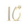 10kt Yellow Gold Womens Round Diamond Half J Hoop Earrings .03 Cttw