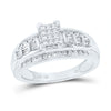10kt White Gold Princess Diamond Cluster Bridal Wedding Engagement Ring 1/2 Cttw