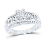 10kt White Gold Princess Diamond Cluster Bridal Wedding Engagement Ring 1/2 Cttw