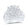 10kt White Gold Round Diamond Cluster Bridal Wedding Engagement Ring 3 Cttw