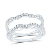 14kt White Gold Womens Round Diamond Wrap Ring Guard Enhancer 1/3 Cttw