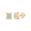 10kt Yellow Gold Round Diamond Square Earrings 1/20 Cttw