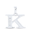 10kt White Gold Womens Round Diamond K Initial Letter Pendant 1/20 Cttw