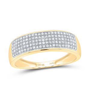 10kt Yellow Gold Mens Round Diamond Wedding Band Ring 1/3 Cttw