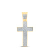 10kt Yellow Gold Mens Round Diamond Cross Charm Pendant 1/2 Cttw