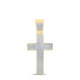 10kt Yellow Gold Mens Round Diamond Cross Charm Pendant 1/2 Cttw