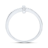 10kt White Gold Womens Round Diamond Cross Religious Band Ring 1/20 Cttw