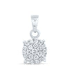 10kt White Gold Womens Round Diamond Cluster Pendant 1/4 Cttw