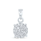 10kt White Gold Womens Round Diamond Cluster Pendant 1/4 Cttw