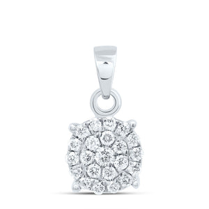 10kt White Gold Womens Round Diamond Cluster Pendant 1/4 Cttw
